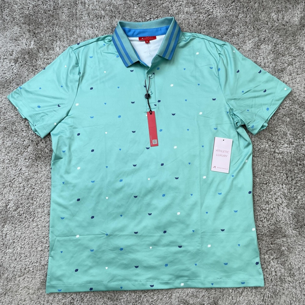 Redvanly Polo Shirt Mens XL Pool Blue Langham Performance Athletic Luxury Golf